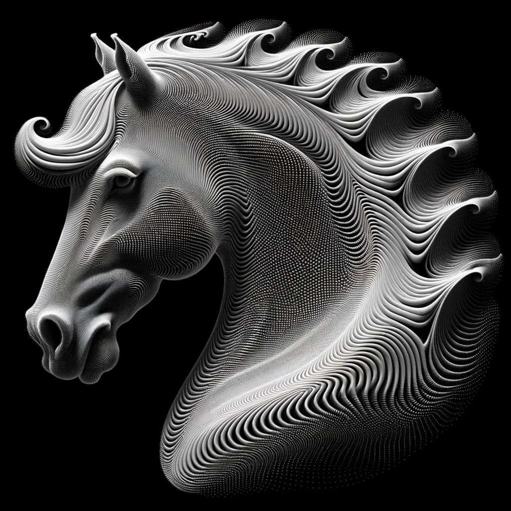 a detailed image of a horse, created by using Fourier series